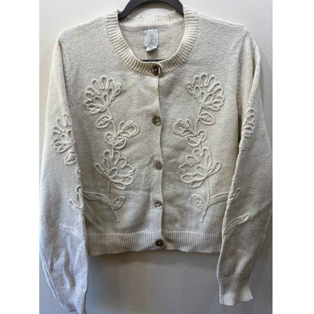 Cottagecore Joie Embroidered Cardigan Mother of Pearl Buttons Grandma core Sz. L